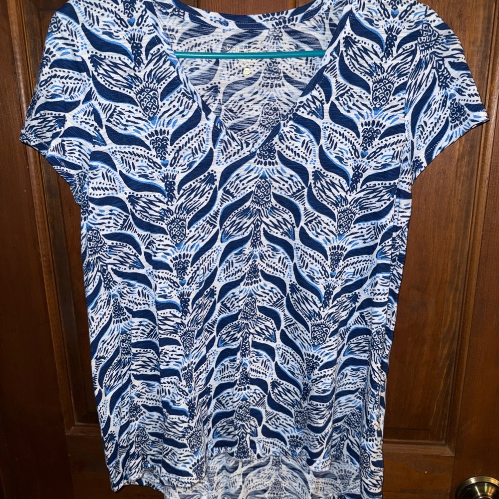 Lilly Pulitzer Blue and White Patterned Top